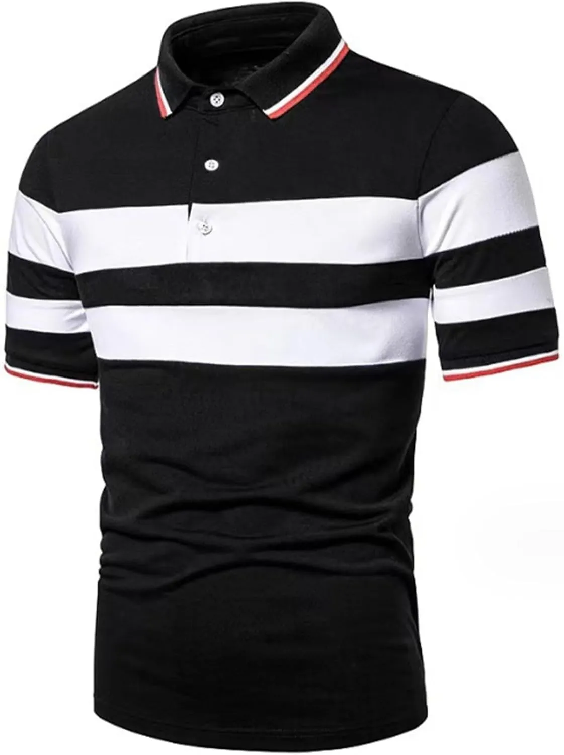 Safety Polo Shirt for Men Reflective Stripe Short Sleeve Button Down Golf Shirt Plus Size Casual Atheltic Workout Tee