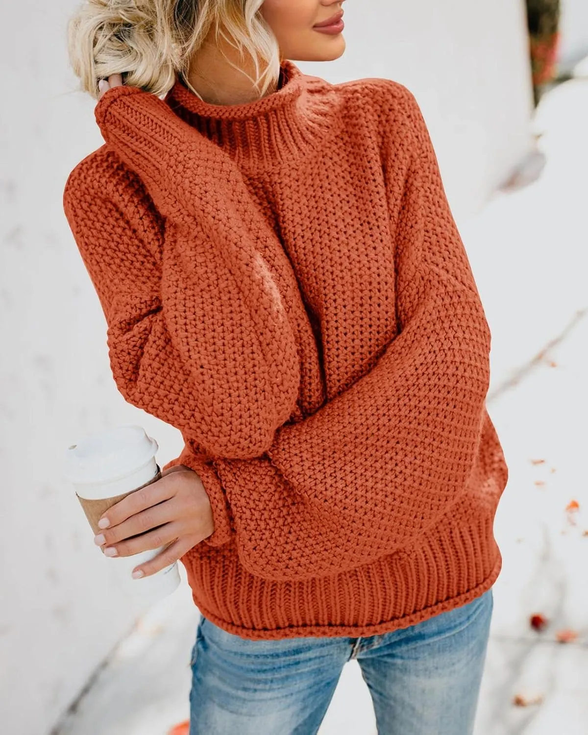 Saodimallsu Womens Turtleneck Oversized Sweaters Batwing Long Sleeve Pullover Loose Chunky Knit Jumper