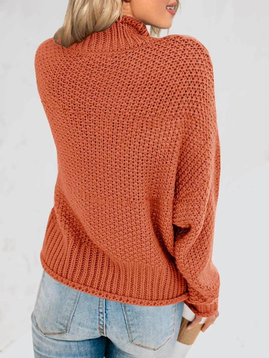 Saodimallsu Womens Turtleneck Oversized Sweaters Batwing Long Sleeve Pullover Loose Chunky Knit Jumper