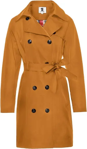 SaphiRose Women's Water-Resistant Trench Coat Double-Breasted Long Peacoat with Removable Hood