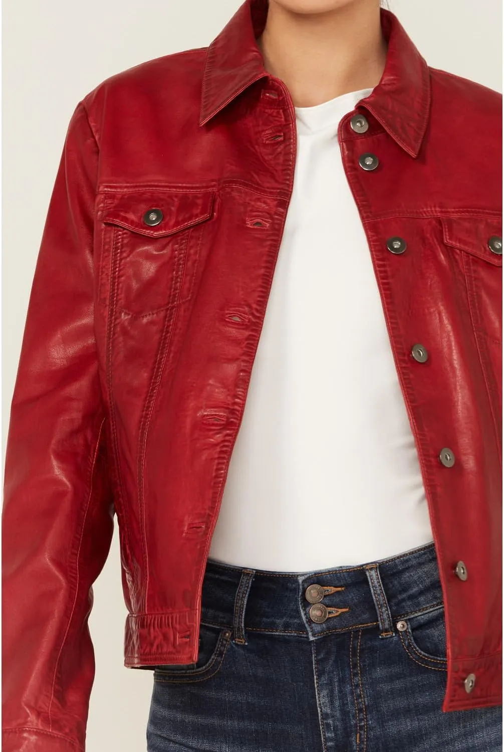 Scully Western Jacket Womens Leather Denim Button Front F0_L1159