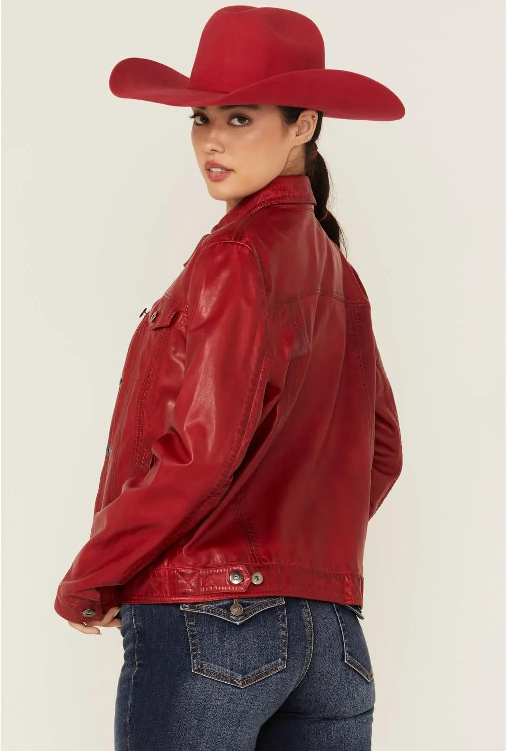 Scully Western Jacket Womens Leather Denim Button Front F0_L1159