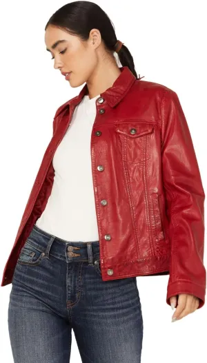 Scully Western Jacket Womens Leather Denim Button Front F0_L1159