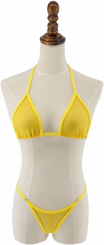 See Through Micro Bikini Set Brazilian Sheer Sex Swimwear Beachwear Swimsuit
