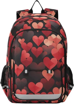 senya Hearts Paper Folding Backpack Water-Resistant Bag Lightweight Bookbags with Reflective Strip
