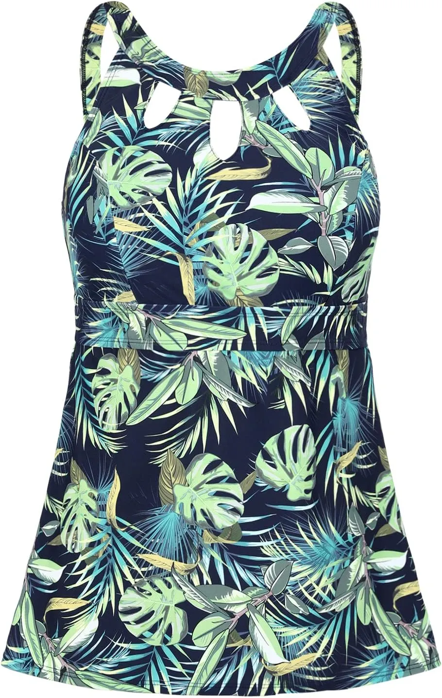 Septangle Women's Halter High Neck Tankini Top Key Hole Bathing Suit