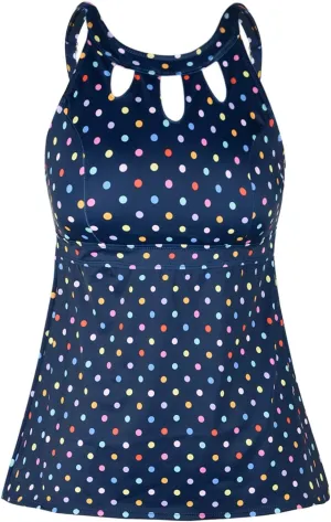 Septangle Women's Halter High Neck Tankini Top Key Hole Bathing Suit