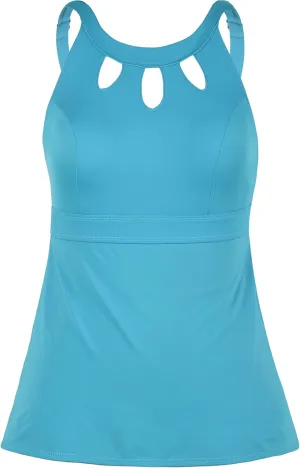 Septangle Women's Halter High Neck Tankini Top Key Hole Bathing Suit