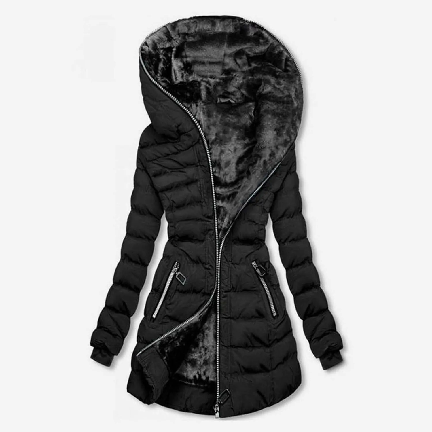 SHAOBGE His And Hers Jackets Coat Ladies Padded Women Outwear Slim Jacket Long Hooded Fashion Warm Throw over for Women