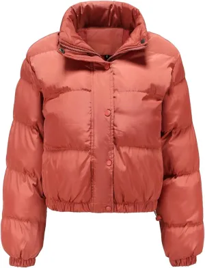 SHAOBGE Thickened Down Coat Women's Short Padded Jacket Long Sleeve High Neck Warm Coat Loose Casual Thickened Down