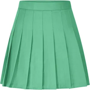 Sinzelimin Womens Mini Pleated Skirts Fashion High Waist Solid Color Anti-Exposure A-Line Skirt Tennis Skort Mini Dress