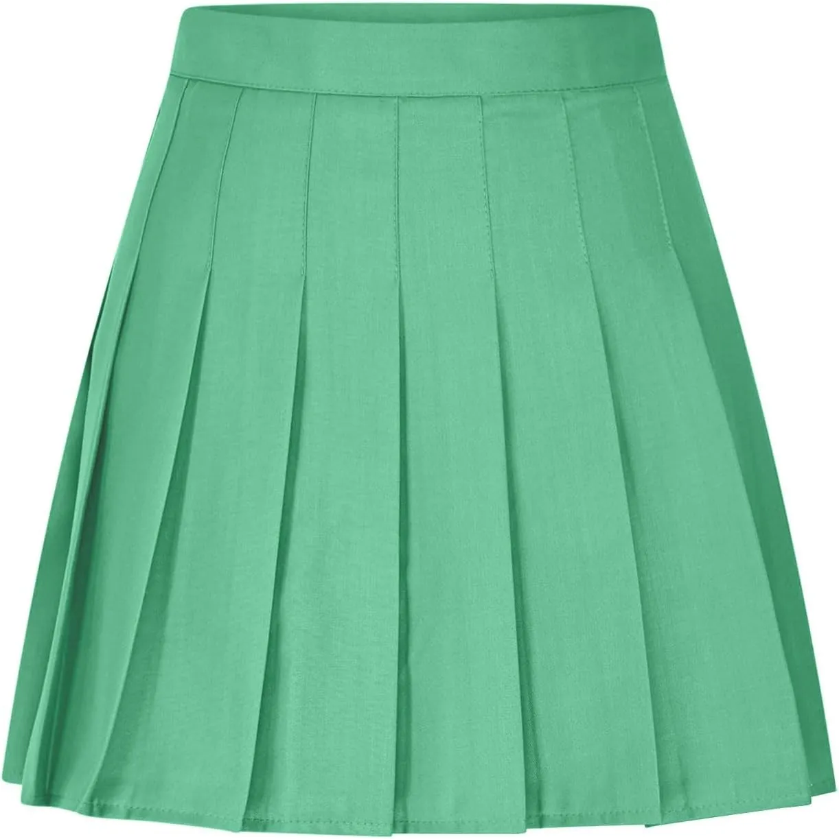Sinzelimin Womens Mini Pleated Skirts Fashion High Waist Solid Color Anti-Exposure A-Line Skirt Tennis Skort Mini Dress