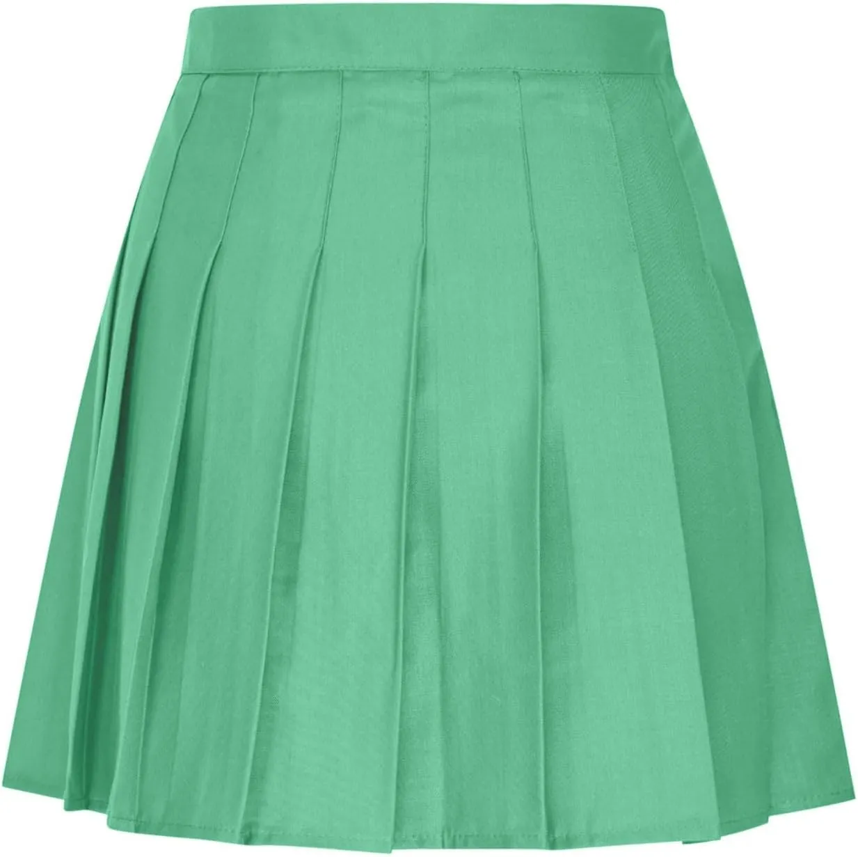 Sinzelimin Womens Mini Pleated Skirts Fashion High Waist Solid Color Anti-Exposure A-Line Skirt Tennis Skort Mini Dress