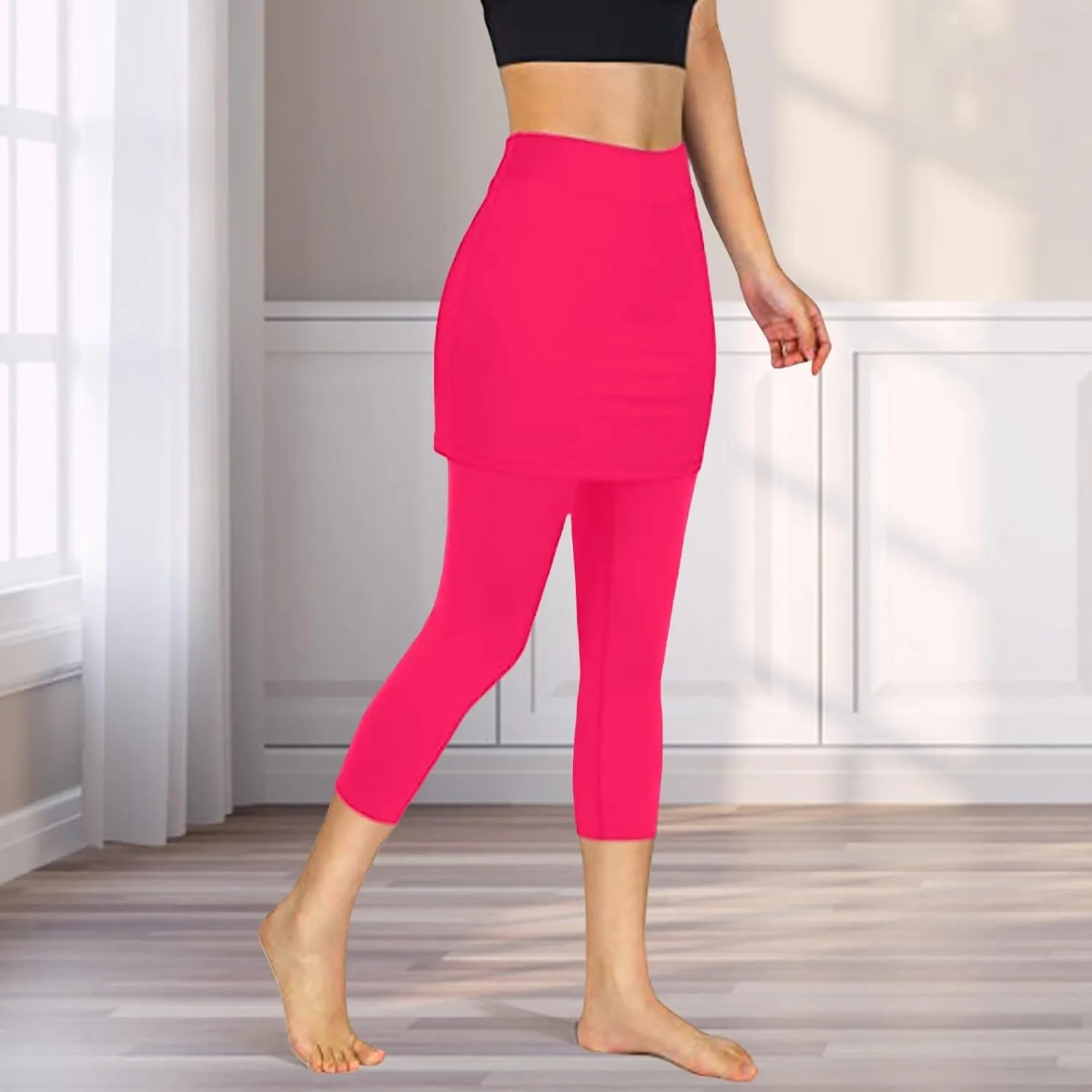 Skirt Pants for Women 2025 Summer Tennis Golf Skorts Cute Hight Waisted Tummy Control Yoga Capri Leggings with Skirts
