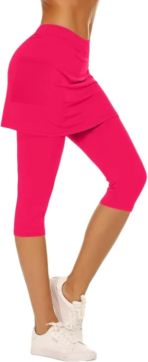 Skirt Pants for Women 2025 Summer Tennis Golf Skorts Cute Hight Waisted Tummy Control Yoga Capri Leggings with Skirts