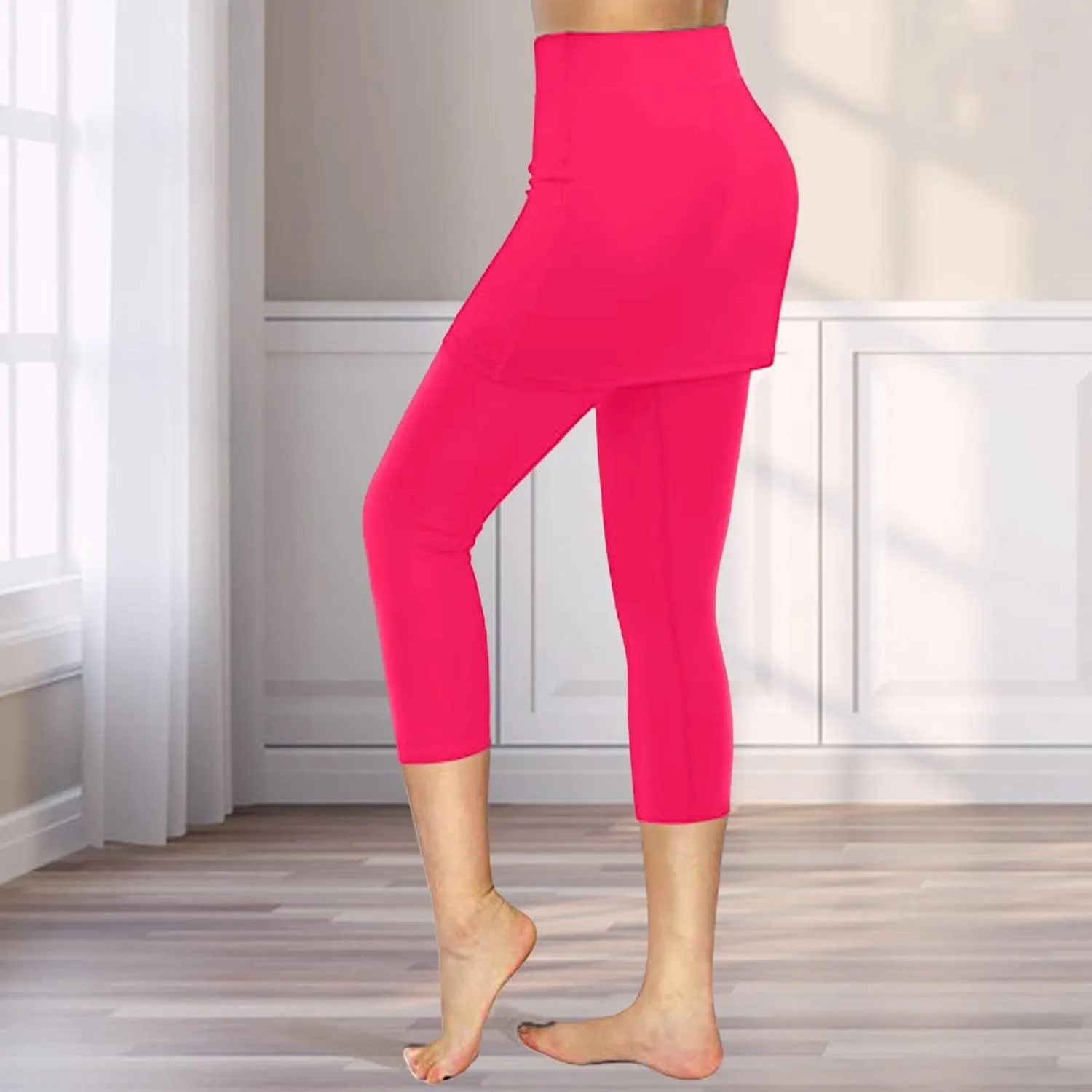 Skirt Pants for Women 2025 Summer Tennis Golf Skorts Cute Hight Waisted Tummy Control Yoga Capri Leggings with Skirts