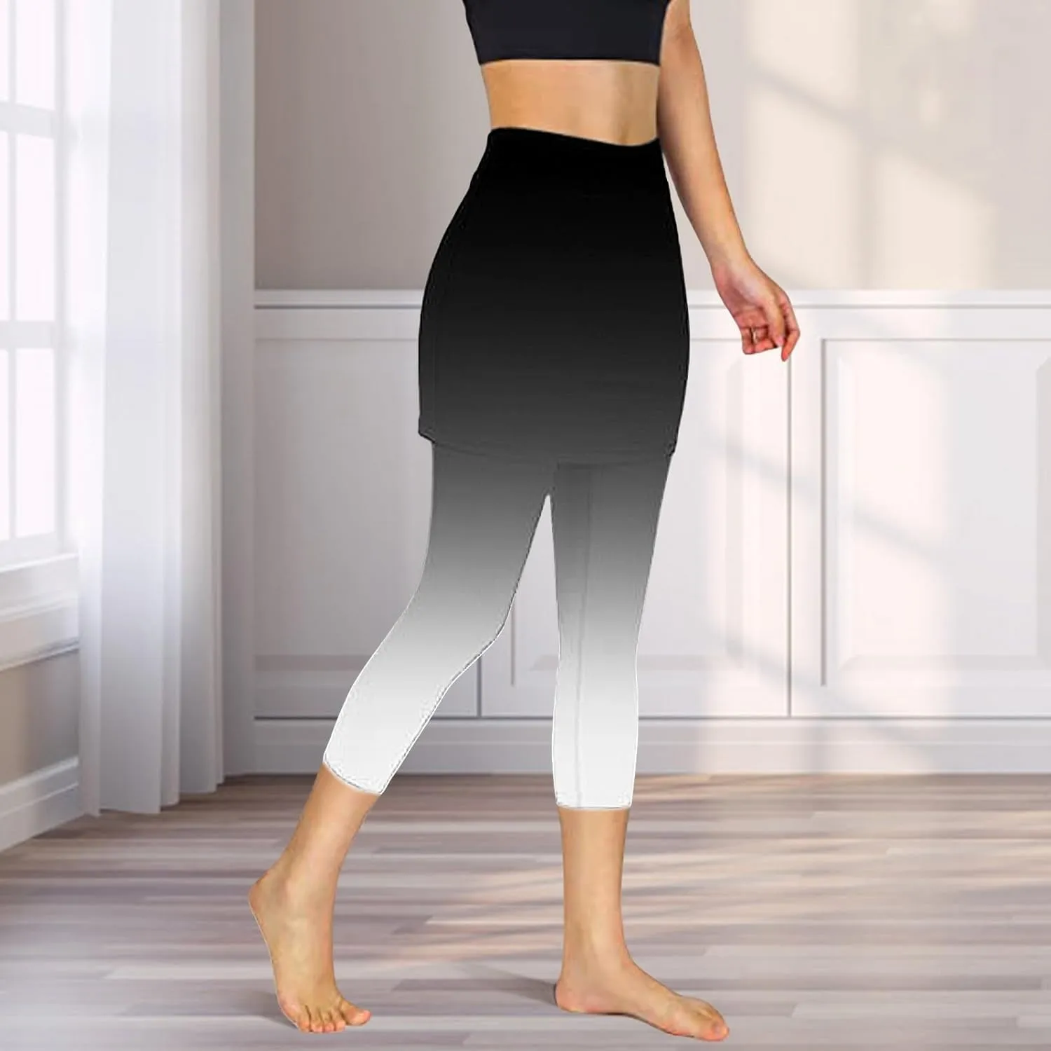 Skirt Pants for Women 2025 Summer Tennis Golf Skorts Cute Hight Waisted Tummy Control Yoga Capri Leggings with Skirts