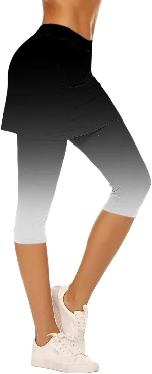 Skirt Pants for Women 2025 Summer Tennis Golf Skorts Cute Hight Waisted Tummy Control Yoga Capri Leggings with Skirts