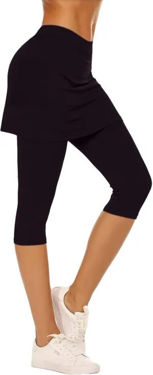 Skirt Pants for Women 2025 Summer Tennis Golf Skorts Cute Hight Waisted Tummy Control Yoga Capri Leggings with Skirts