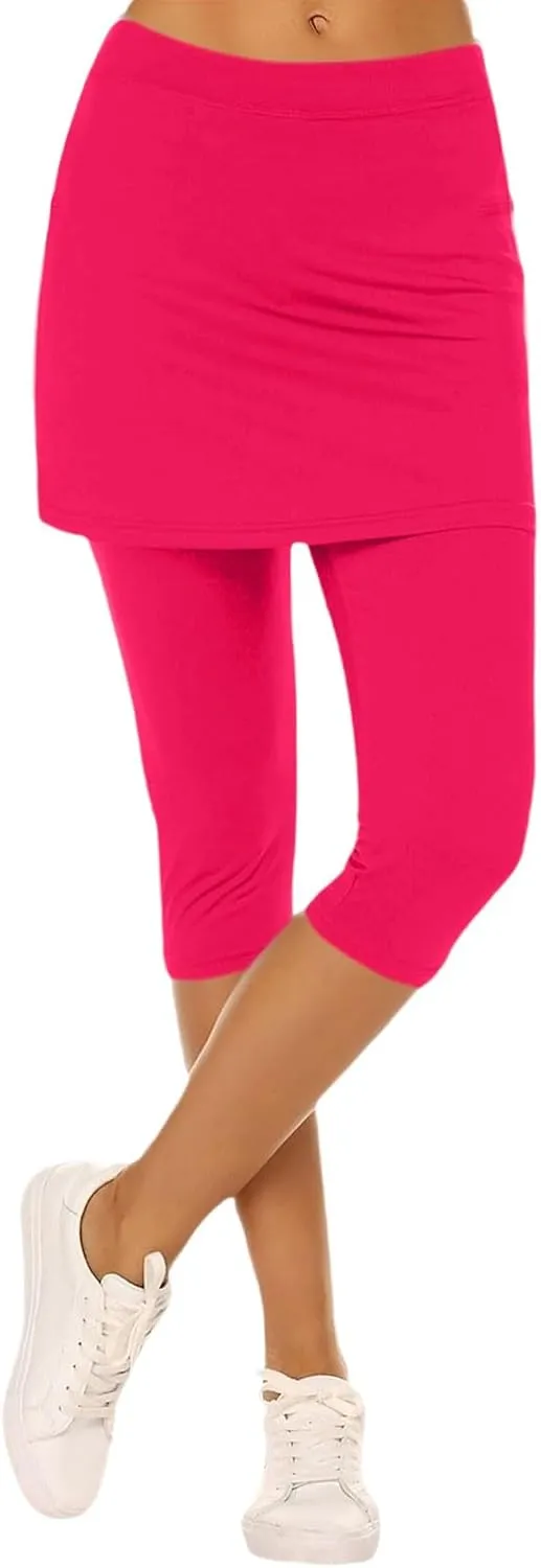 Skirt Pants for Women 2025 Summer Tennis Golf Skorts Cute Hight Waisted Tummy Control Yoga Capri Leggings with Skirts