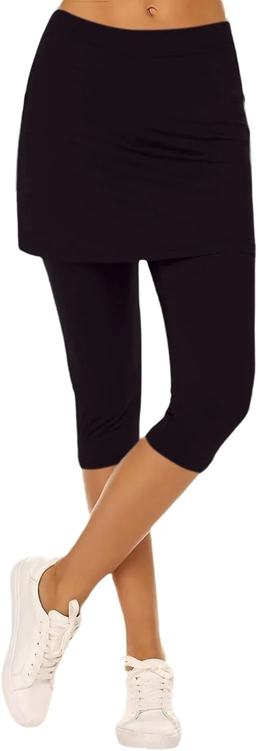 Skirt Pants for Women 2025 Summer Tennis Golf Skorts Cute Hight Waisted Tummy Control Yoga Capri Leggings with Skirts