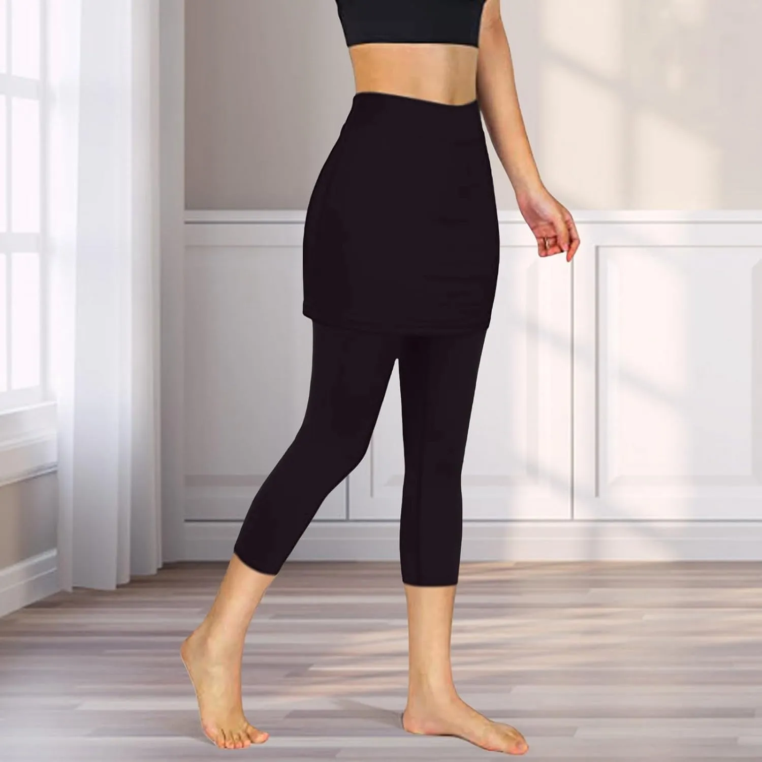 Skirt Pants for Women 2025 Summer Tennis Golf Skorts Cute Hight Waisted Tummy Control Yoga Capri Leggings with Skirts