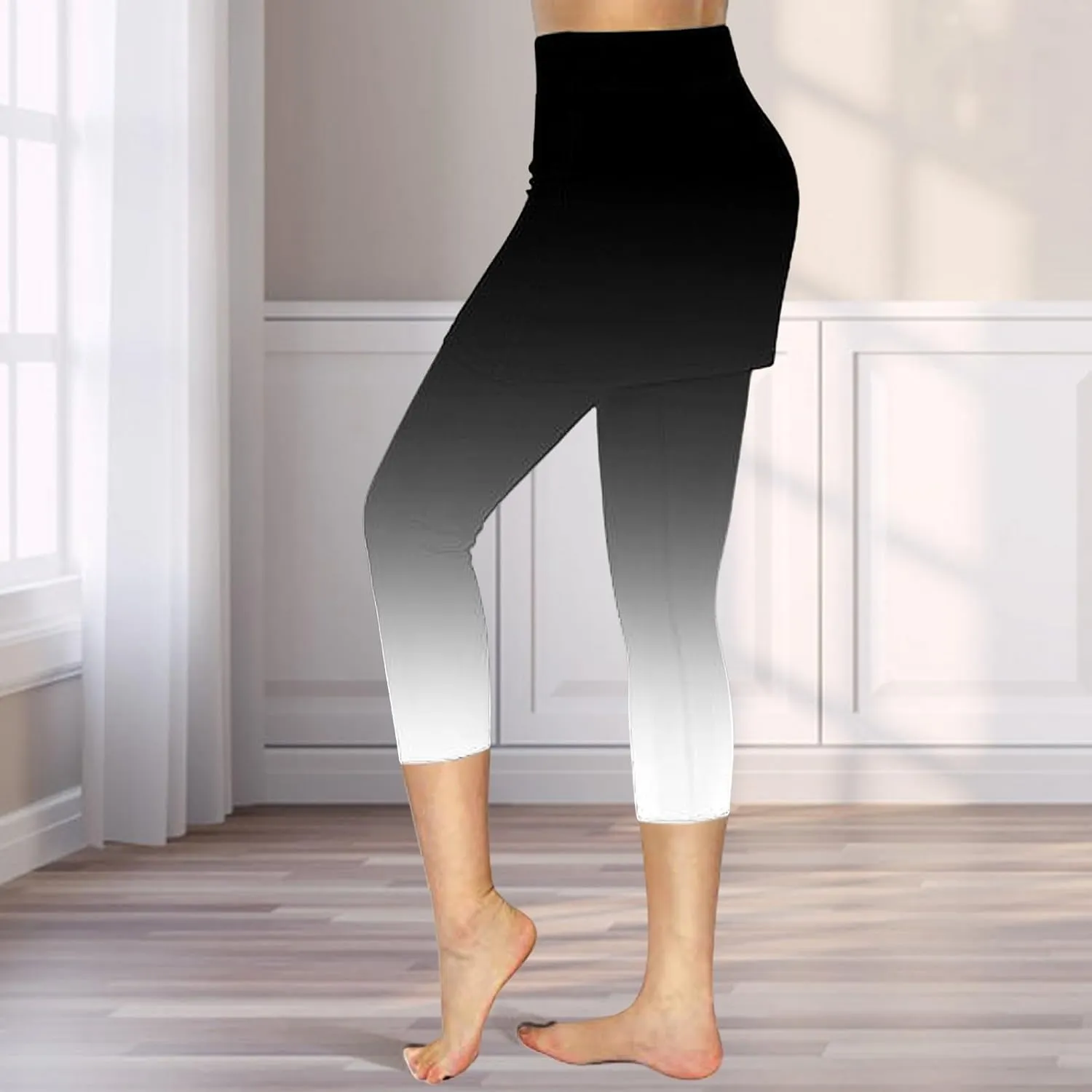 Skirt Pants for Women 2025 Summer Tennis Golf Skorts Cute Hight Waisted Tummy Control Yoga Capri Leggings with Skirts