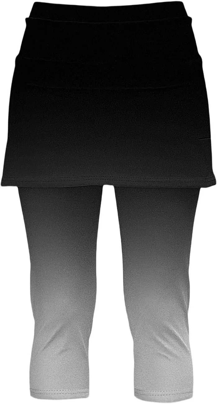 Skirted Leggings for Women Athletic Golf Skorts Gym Tennis Yoga High Waisted Stretchy Soft Capri Leggings with Skirts