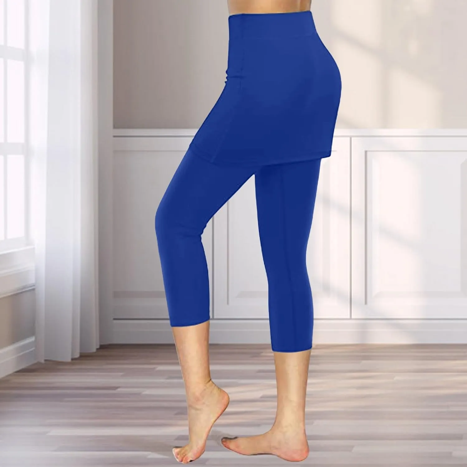 Skirted Leggings for Women Athletic Golf Skorts Gym Tennis Yoga High Waisted Stretchy Soft Capri Leggings with Skirts