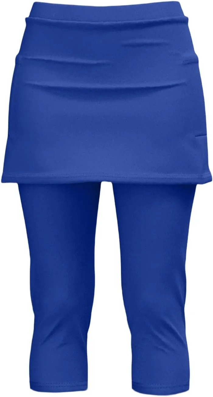 Skirted Leggings for Women Athletic Golf Skorts Gym Tennis Yoga High Waisted Stretchy Soft Capri Leggings with Skirts