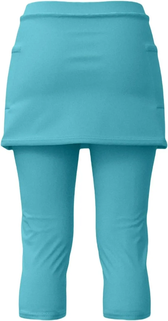 Skirted Leggings for Women Stretchy Tennis Golf Pickleball Skorts Summer Capris Gym Workout Yoga Legging with Skirts