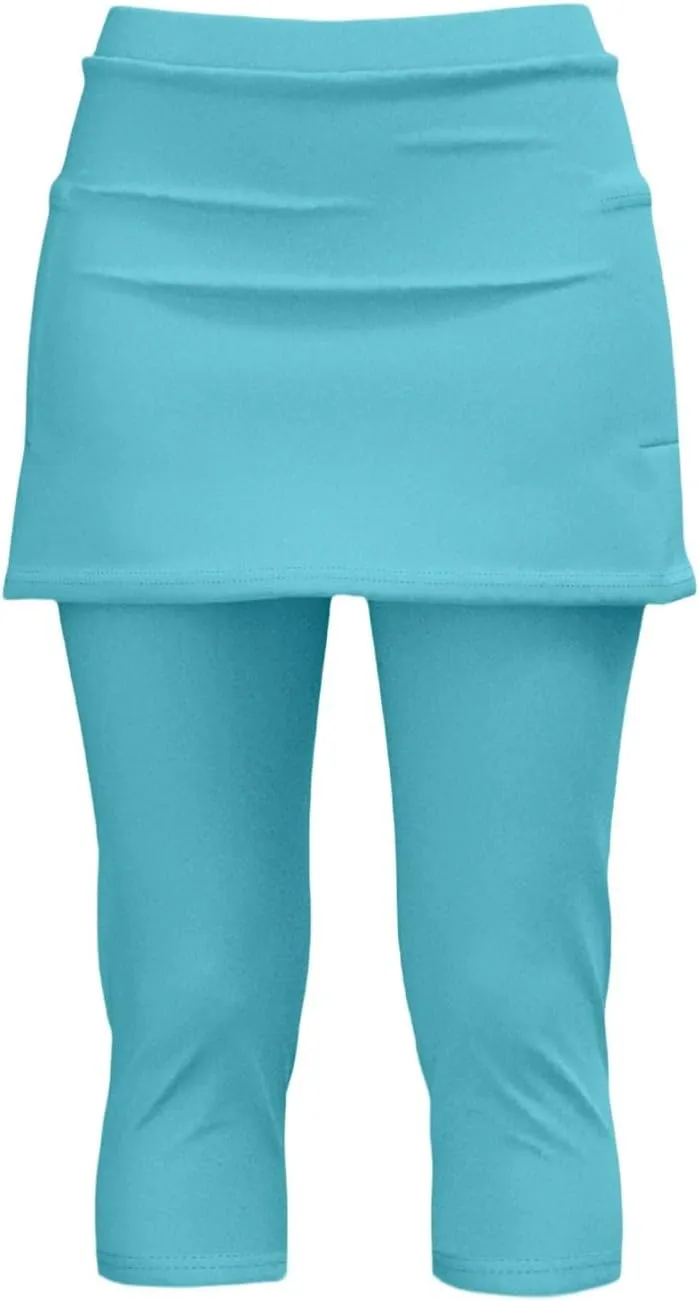 Skirted Leggings for Women Stretchy Tennis Golf Pickleball Skorts Summer Capris Gym Workout Yoga Legging with Skirts