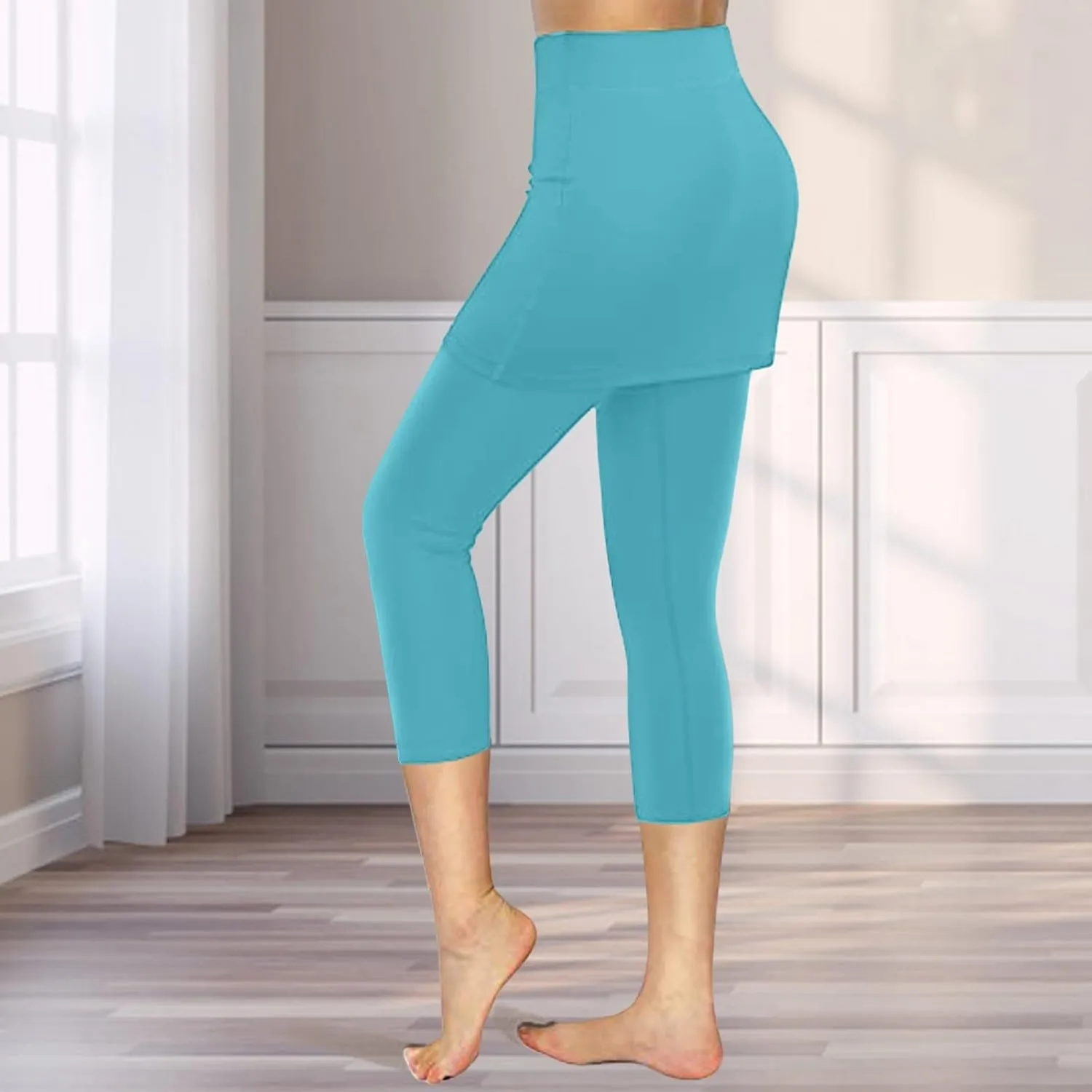 Skirted Leggings for Women Stretchy Tennis Golf Pickleball Skorts Summer Capris Gym Workout Yoga Legging with Skirts