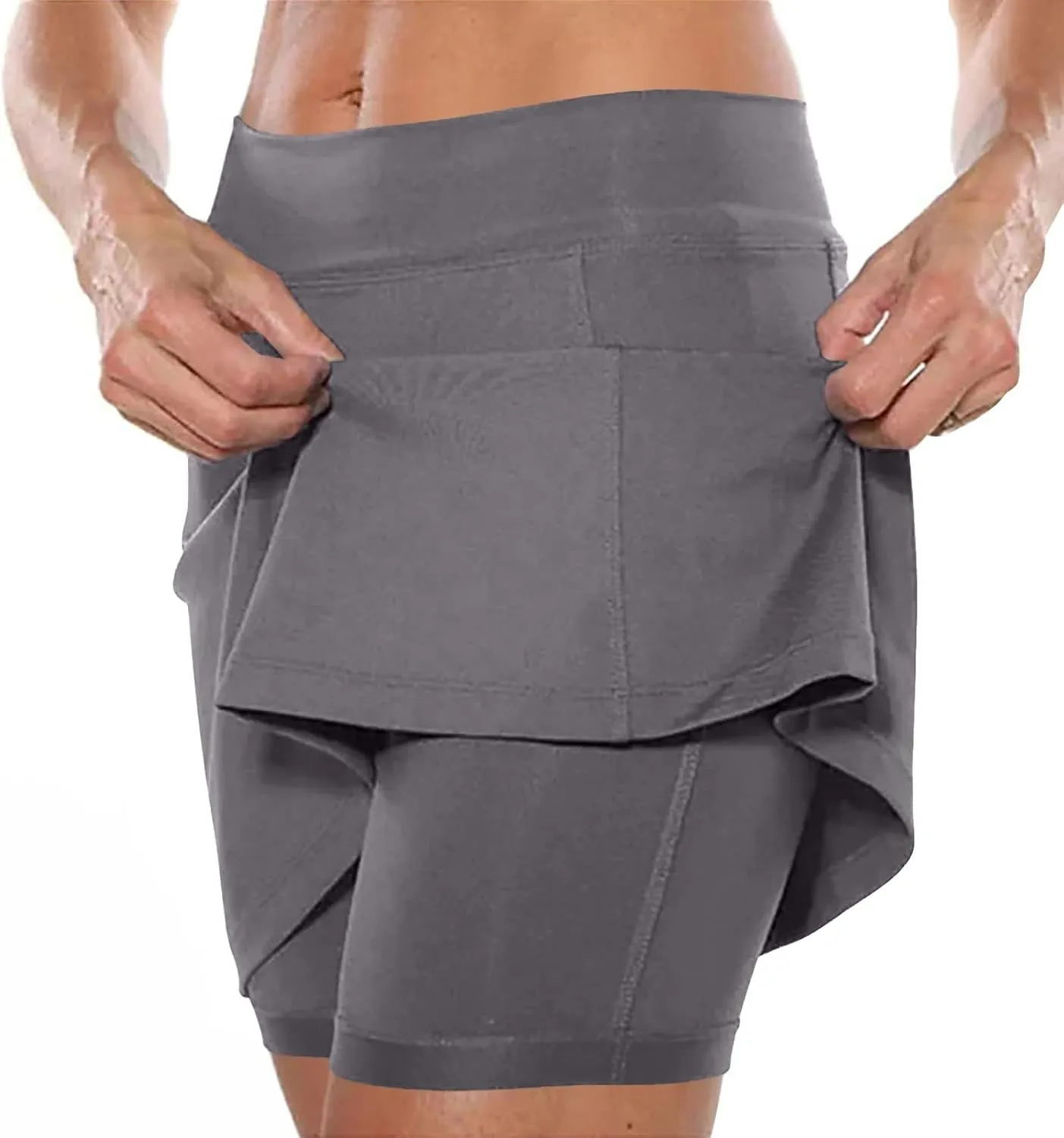 Skorts for Women Tummy Control High Waisted Athletic Tennis Yoga Golf Skirts with Shorts Pockets Biker Shorts