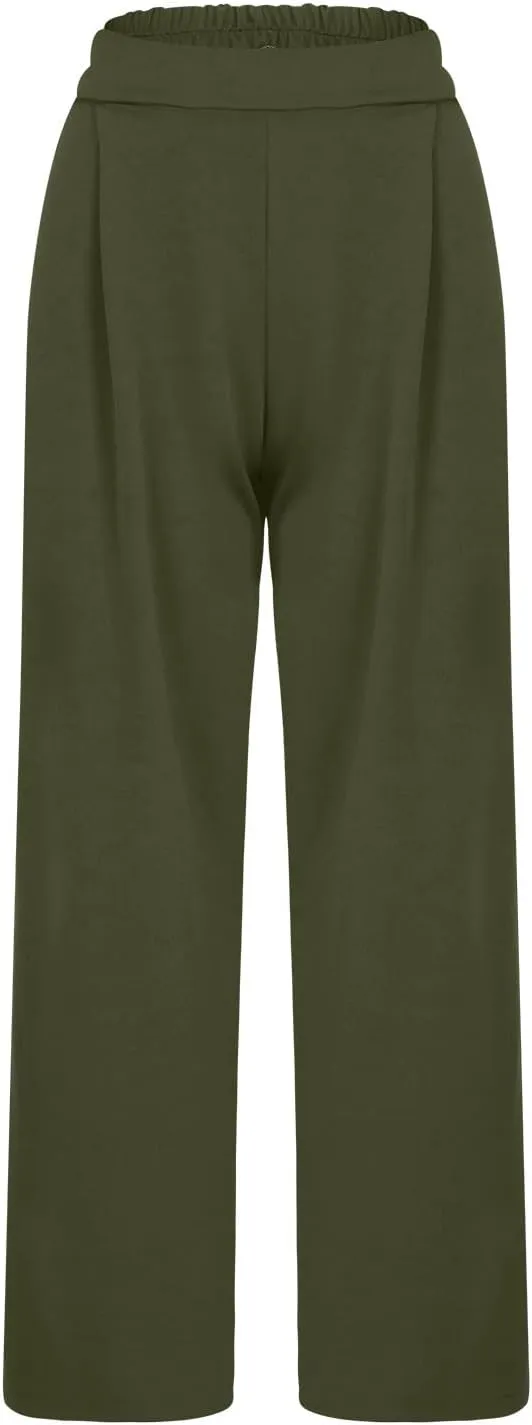 Slacks for Women Business Casual High Waisted Wide Leg Pleated Dress Pants Vintage Loose Palazzo Pant Trousers