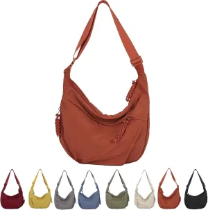 Slouchy Dumpling Bag,Preferable Crossbody Bag,Women's Nylon Crossbody Bag  Slouchy Hobo Bag with Multiple Pockets