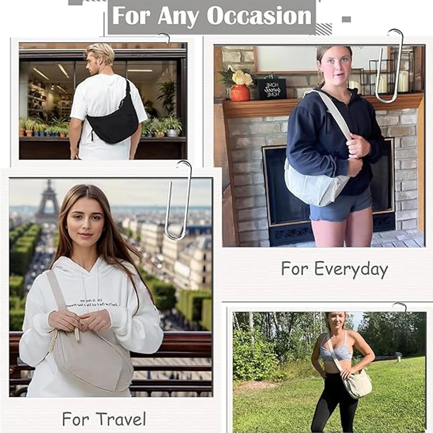 Slouchy Dumpling Bag,Preferable Crossbody Bag,Women's Nylon Crossbody Bag  Slouchy Hobo Bag with Multiple Pockets