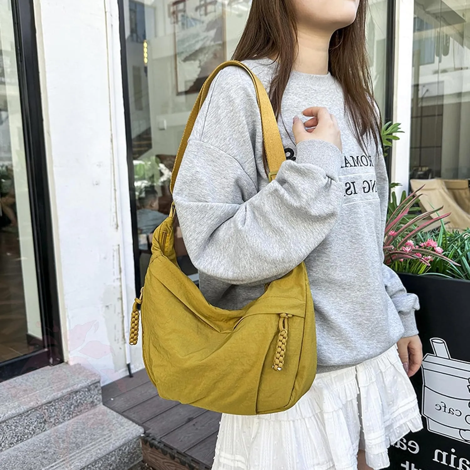 Slouchy Dumpling Bag,Preferable Crossbody Bag,Women's Nylon Crossbody Bag  Slouchy Hobo Bag with Multiple Pockets