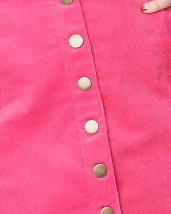 Smak Parlour Hot Pink Corduroy Campus Mini Skirt | Pink