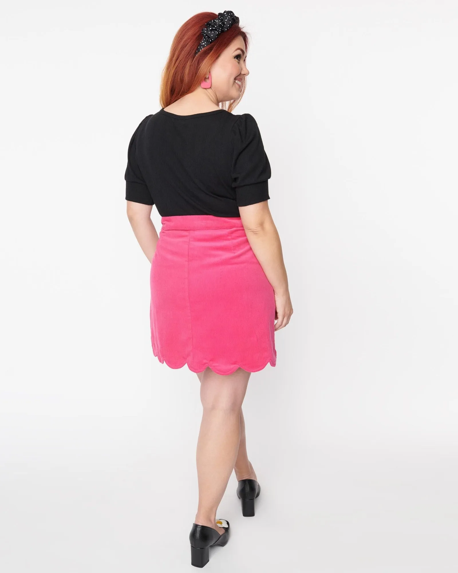 Smak Parlour Hot Pink Corduroy Campus Mini Skirt | Pink