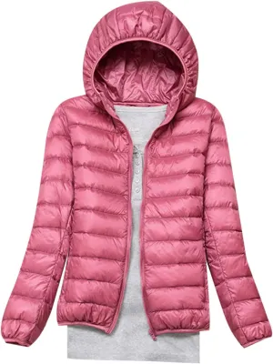 SMIDOW Winter Jackets For Women 2023 Trendy Warm Lightweight Puffer Coat Solid Color Quilted Full Zip Down Coats With Hood