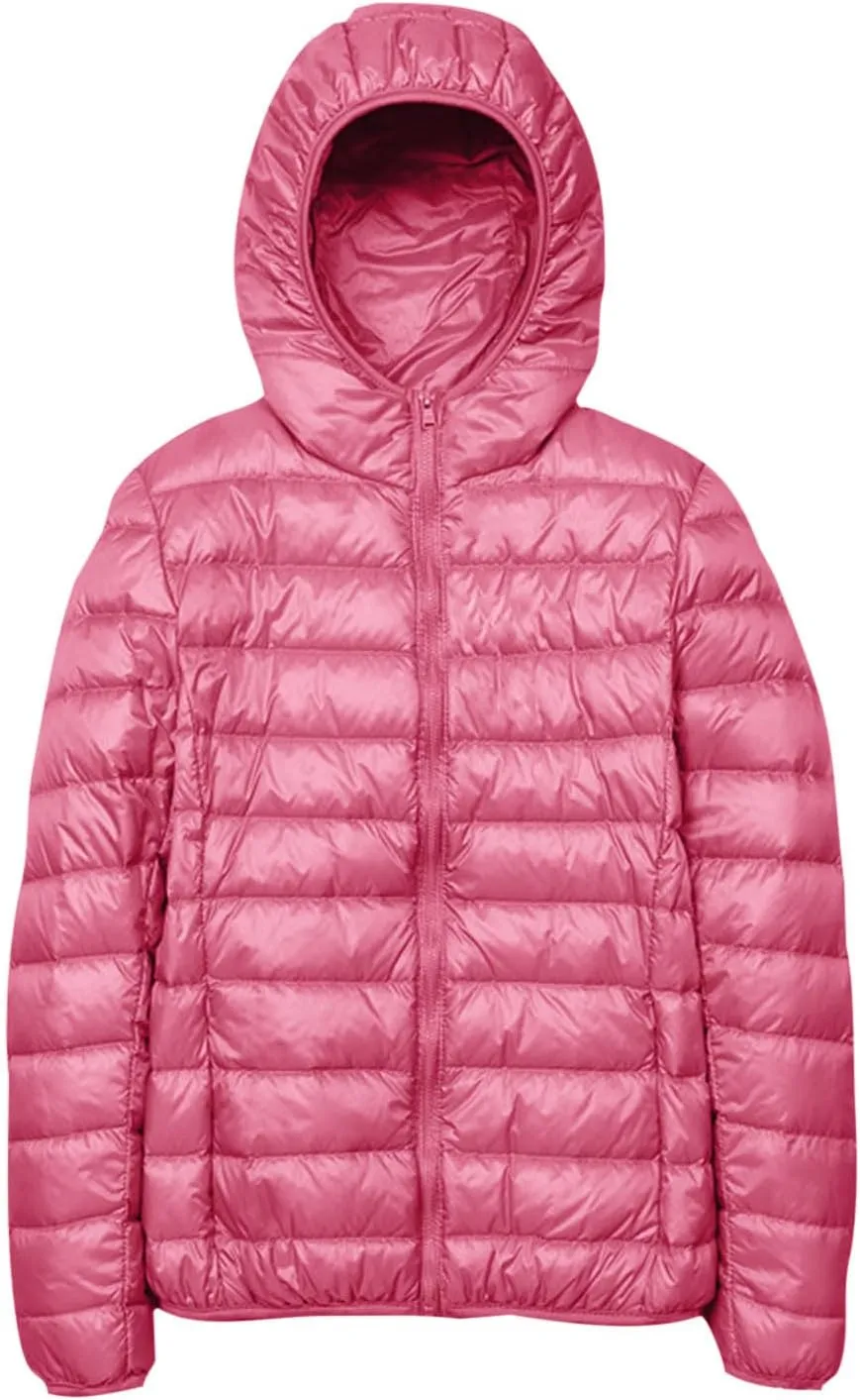 SMIDOW Winter Jackets For Women 2023 Trendy Warm Lightweight Puffer Coat Solid Color Quilted Full Zip Down Coats With Hood