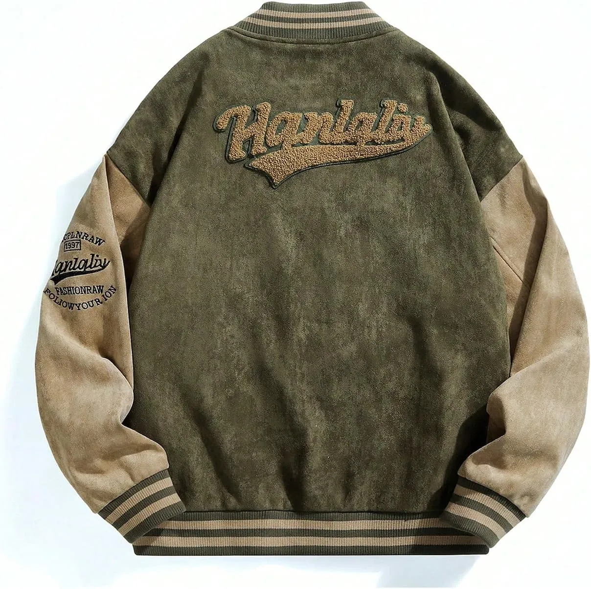 SOLY HUX Men's Varsity Jacket Vintage Graphic Baseball Bomber Jacket Casual Outerwear Coats Streetwear