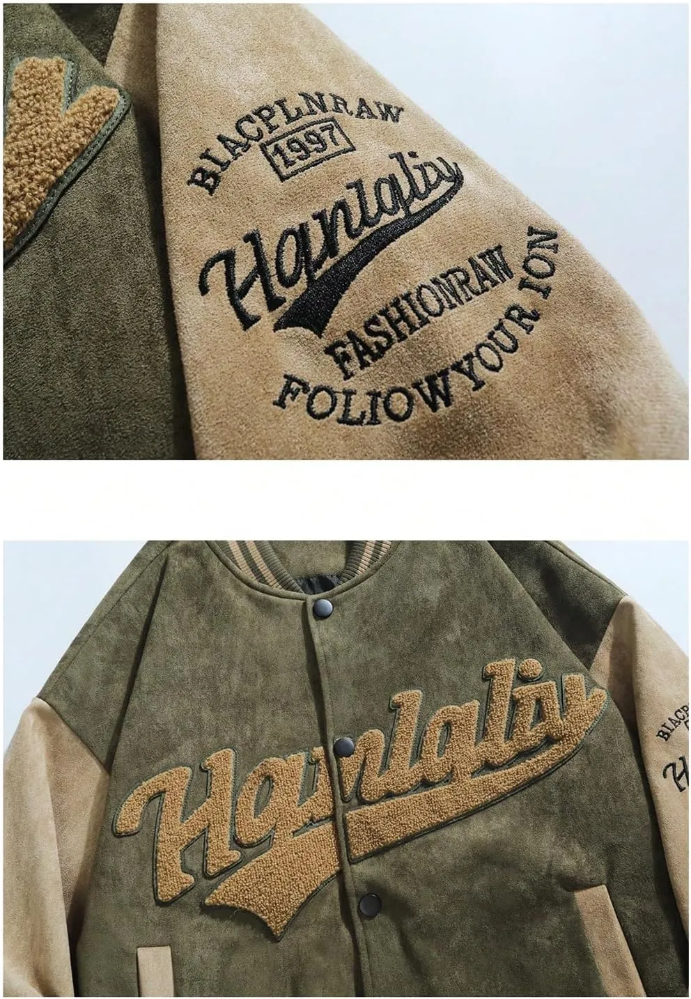 SOLY HUX Men's Varsity Jacket Vintage Graphic Baseball Bomber Jacket Casual Outerwear Coats Streetwear