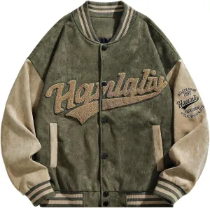 SOLY HUX Men's Varsity Jacket Vintage Graphic Baseball Bomber Jacket Casual Outerwear Coats Streetwear