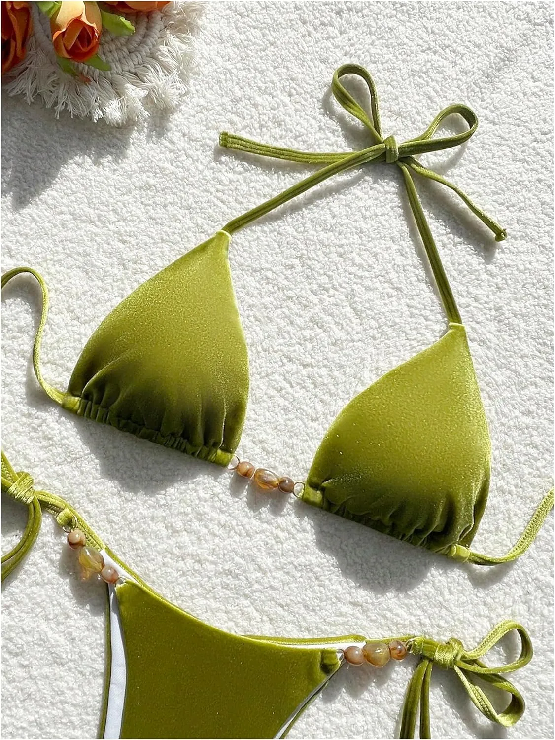 SOLY HUX Women's Halter Triangle Bathing Suit String Bikini Set Tie Side Two Piece Swimsuit