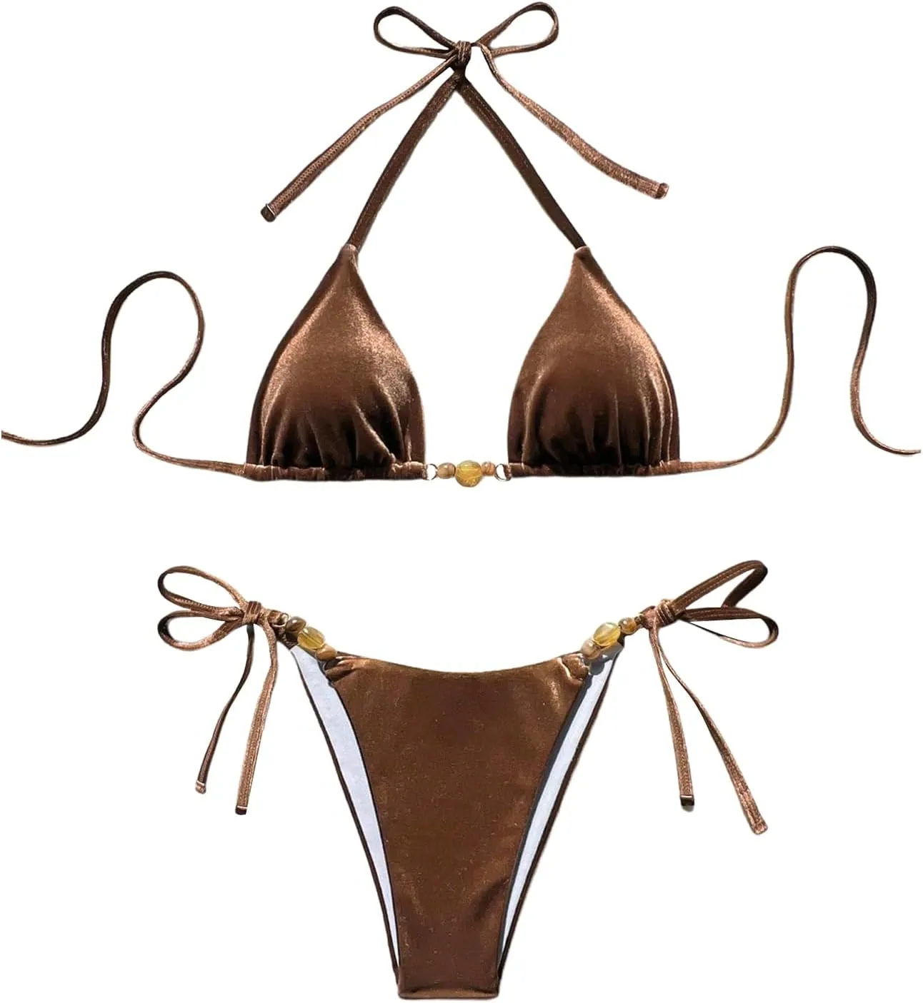 SOLY HUX Women's Halter Triangle Bathing Suit String Bikini Set Tie Side Two Piece Swimsuit