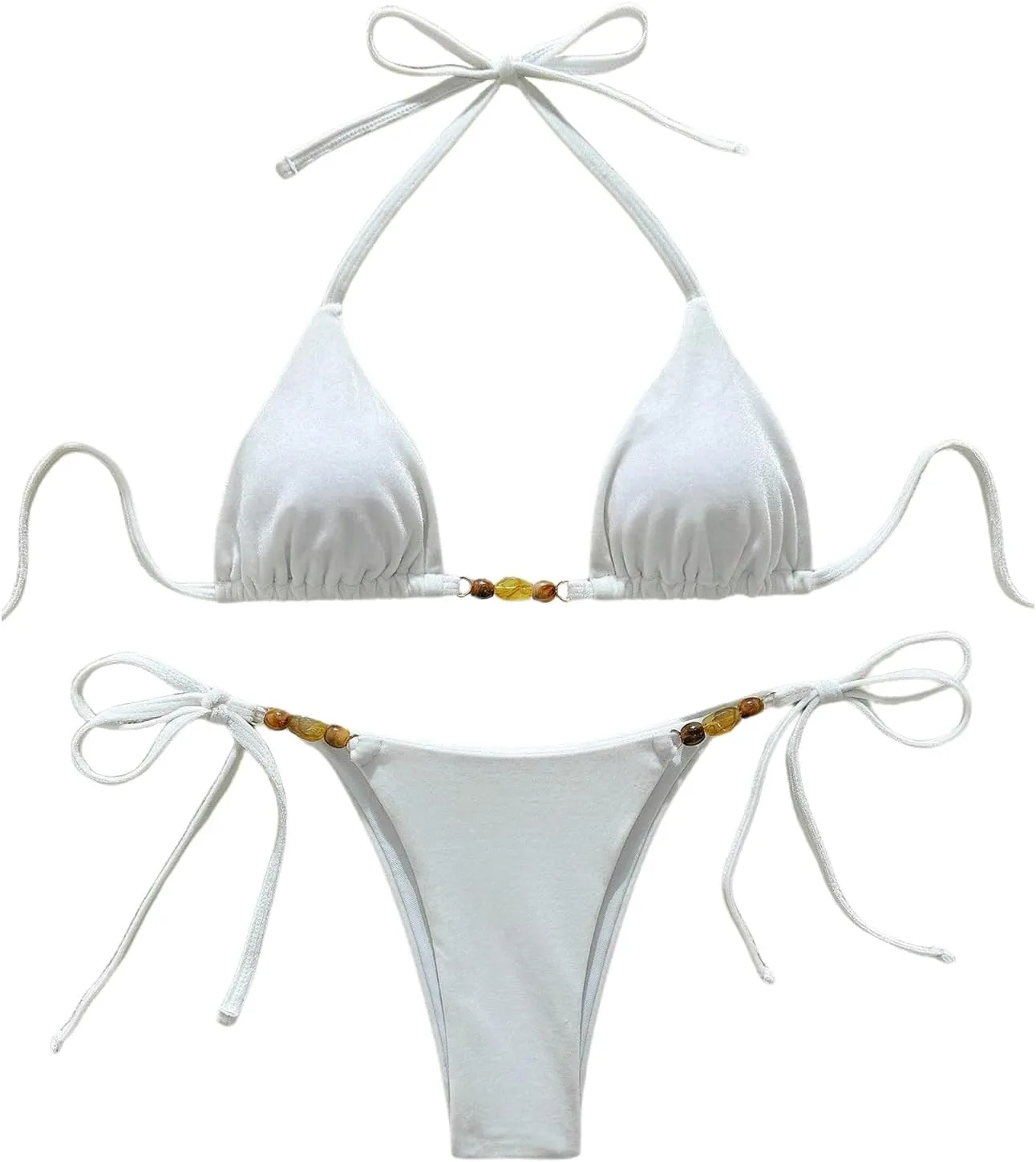 SOLY HUX Women's Halter Triangle Bathing Suit String Bikini Set Tie Side Two Piece Swimsuit