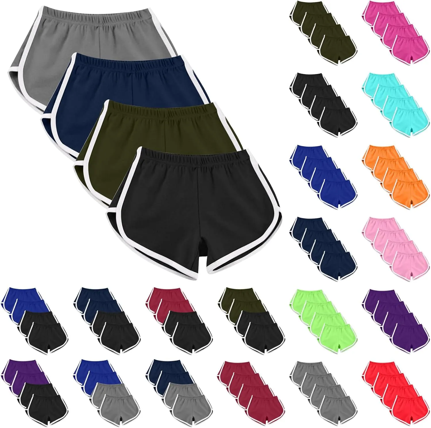 Sports Shorts for Women Pack of 4 Casual Elastic Waist Gym Athletic Shorts Workout Running Yoga Lounge Shorts