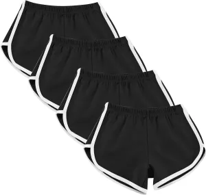 Sports Shorts for Women Pack of 4 Casual Elastic Waist Gym Athletic Shorts Workout Running Yoga Lounge Shorts